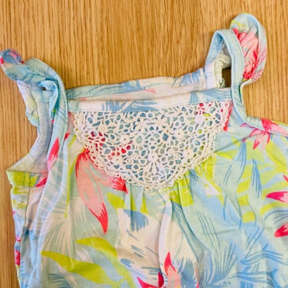 Carters Sleeveless One Piece Tropical Floral Romper for Baby 3M Cotton - Picture 4 of 7